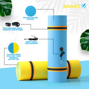 Floating Island For Lakes or Pools - 9 X 6 FEET (YELLOW/POWDER BLUE)