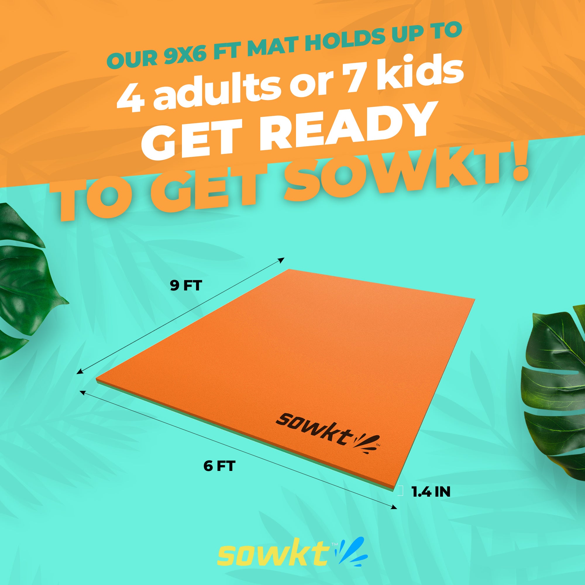 Floating Island For Lakes or Pools - 9 X 6 FEET (ORANGE/GREEN)