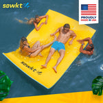 Load image into Gallery viewer, Floating Island For Lakes or Pools - 9 X 6 FEET (YELLOW/POWDER BLUE)
