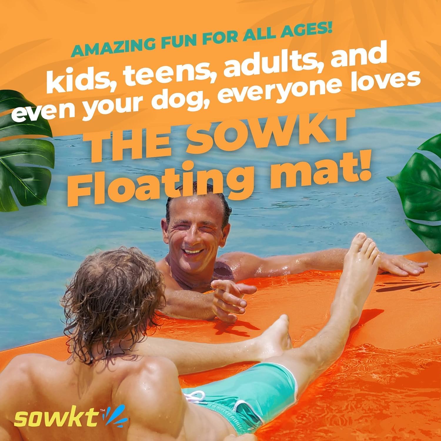SOWKT Lily Pad Floating Mat (18 x 6 ft) - Made in USA - Premium Floating Water Mat for The Lake and Boating - Giant Floating Water Pad for Lakes | Lilly Pad Floating Water Dock (Orange/Green)