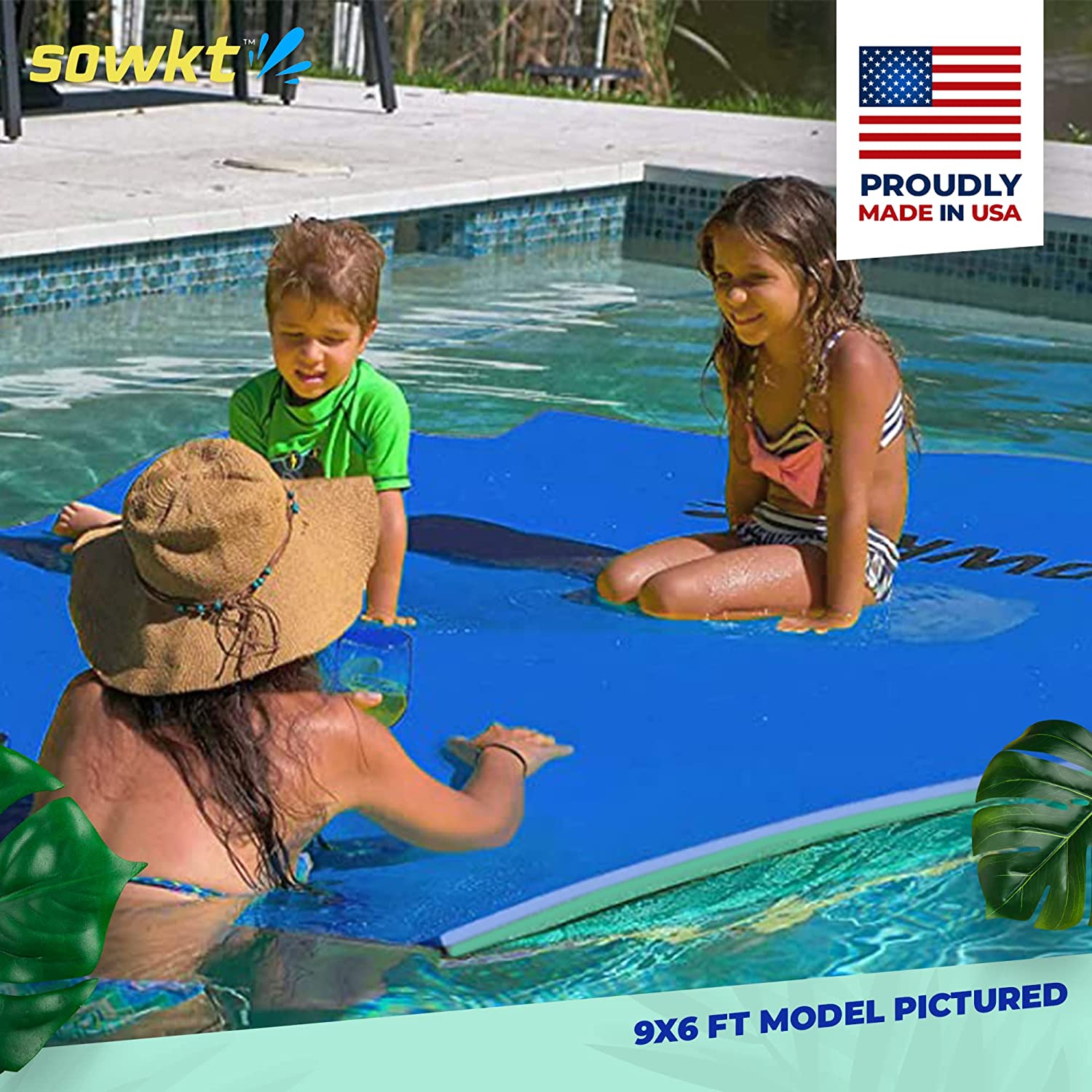 Floating Island For Lakes or Pools - 9 X 6 FEET (BLUE/GREEN)