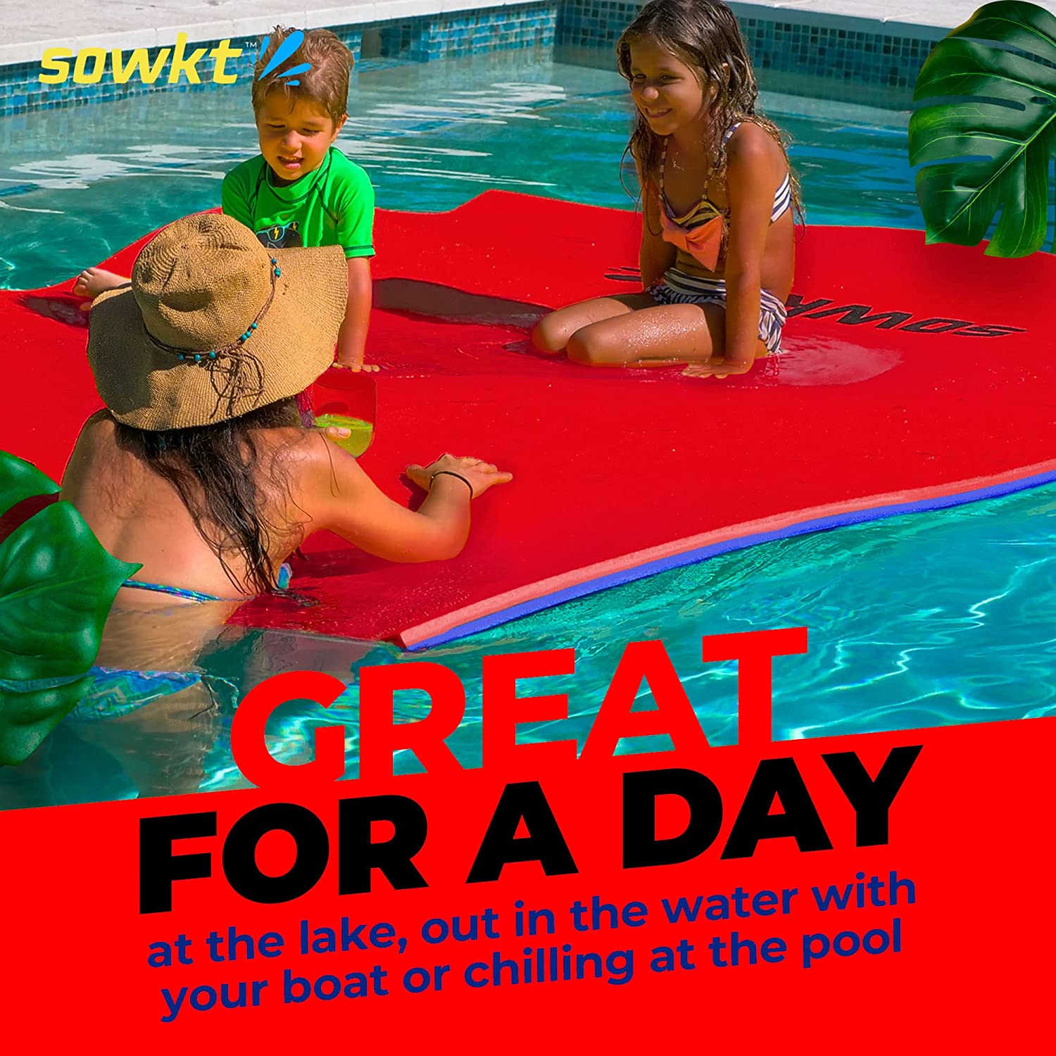 Floating Island For Lakes or Pools - 9 X 6 FEET (RED/BLUE)