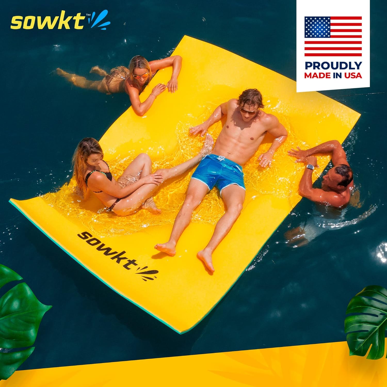 Floating Island For Lakes or Pools - 18 X 6 FEET  (GREEN/YELLOW)
