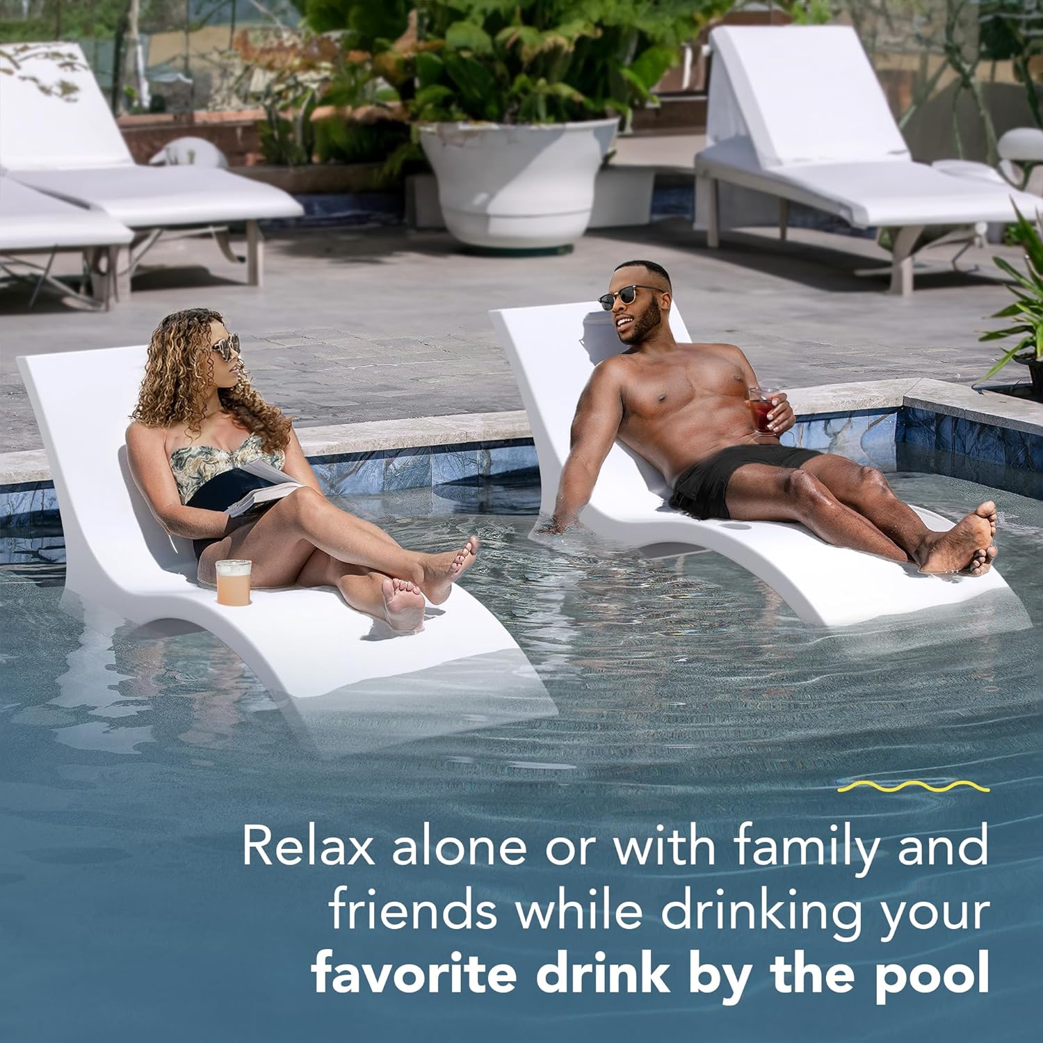 LUX in-Pool Lounge Chairs - Premium Shelf Lounge - Up to 9" in The Water and 16,000 Hours in The Sun