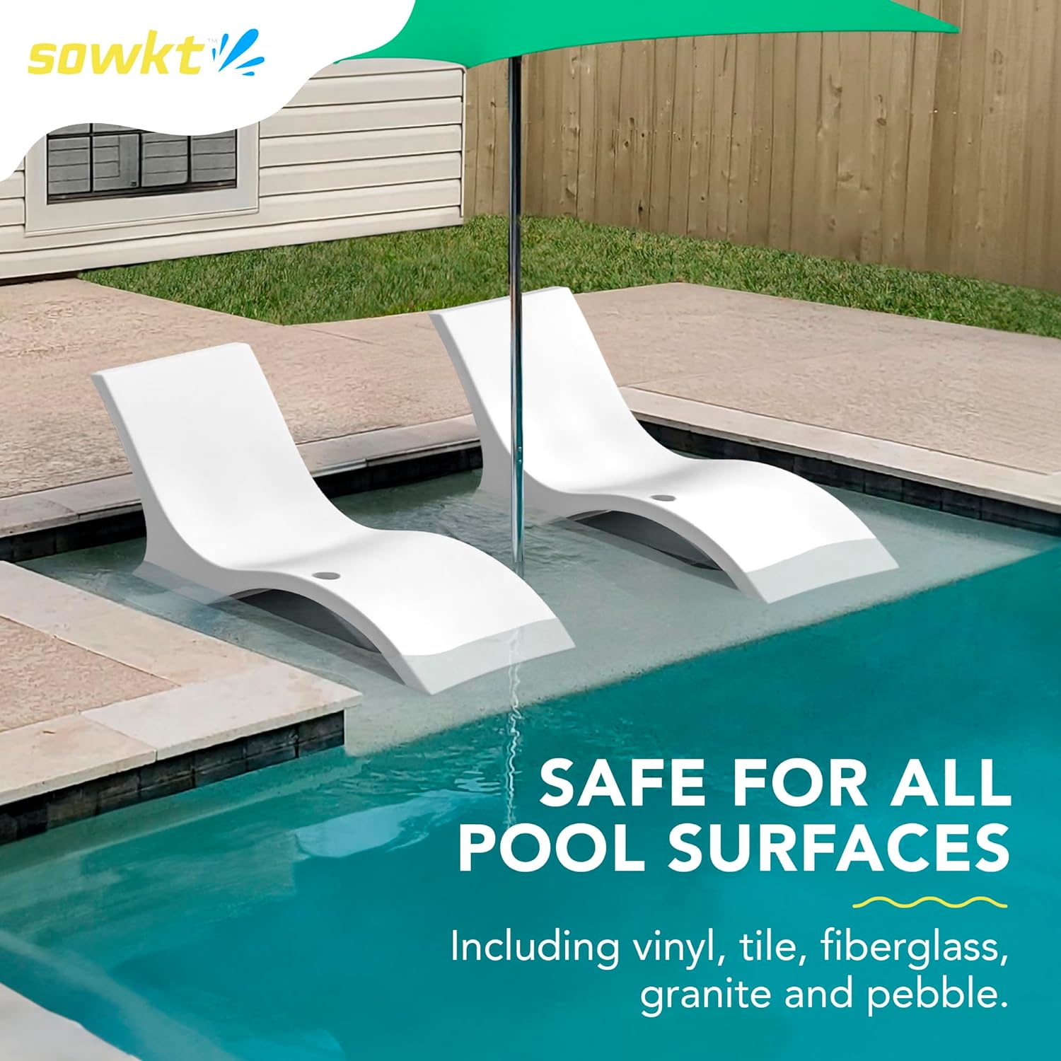 LUX in-Pool Lounge Chairs - Premium Shelf Lounge - Up to 9" in The Water and 16,000 Hours in The Sun