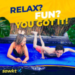 Load image into Gallery viewer, SOWKT Lily Pad Floating Mat (18 x 6 ft) - Made in USA - Premium Floating Water Mat for The Lake and Boating - Giant Floating Water Pad for Lakes | Lilly Pad Floating Water Dock (Blue/Yellow)
