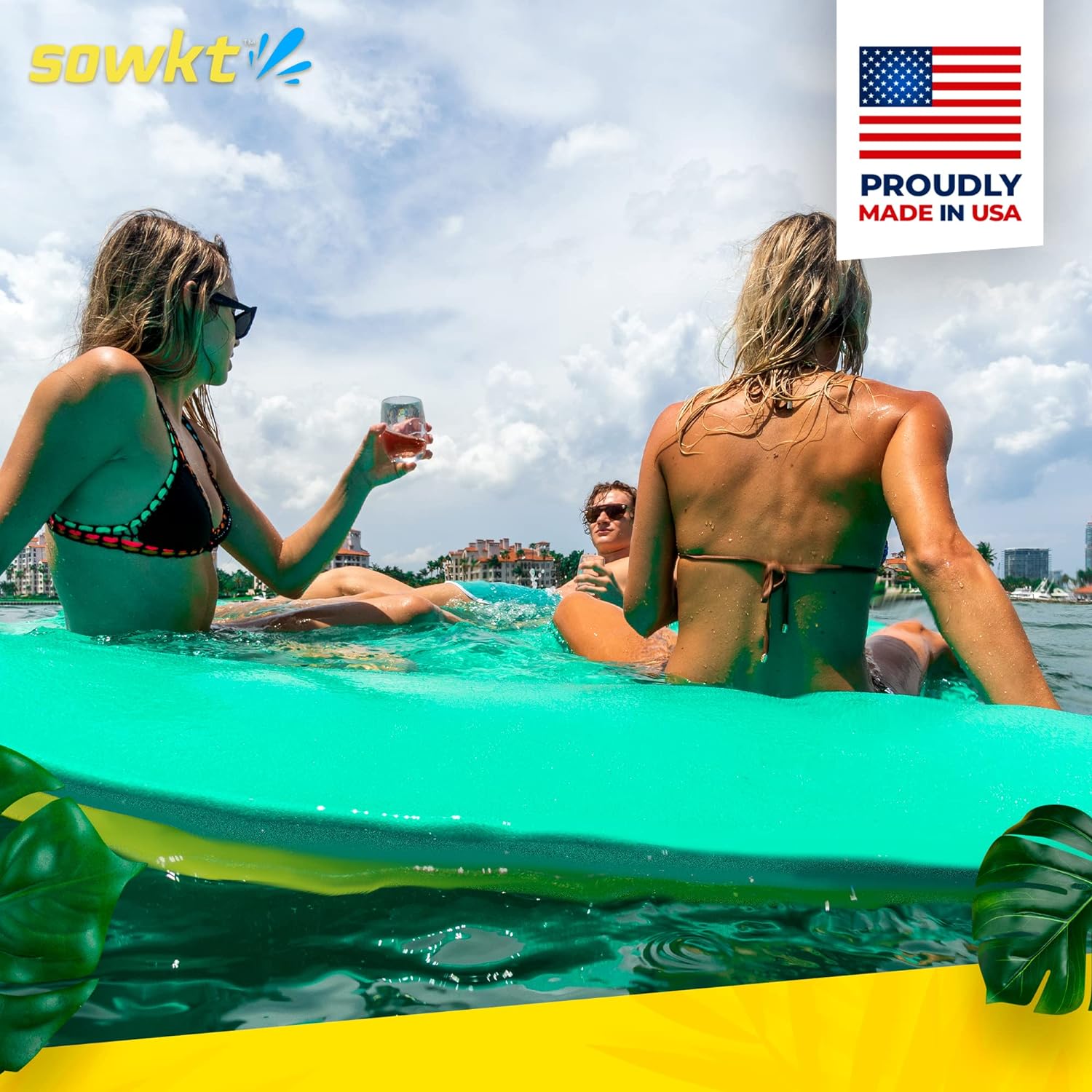 Floating Island For Lakes or Pools - 18 X 6 FEET  (GREEN/YELLOW)