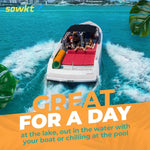 Load image into Gallery viewer, SOWKT Lily Pad Floating Mat (18 x 6 ft) - Made in USA - Premium Floating Water Mat for The Lake and Boating - Giant Floating Water Pad for Lakes | Lilly Pad Floating Water Dock (Orange/Green)
