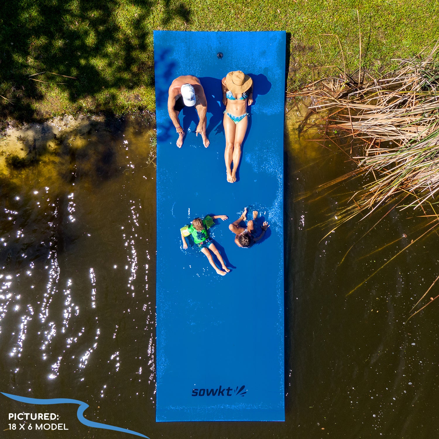 Floating Island For Lakes or Pools - 18 X 6 FEET (BLUE/BLACK /YELLOW)