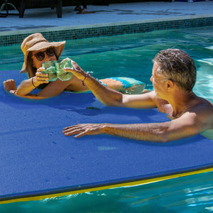 Floating Island For Lakes or Pools - 12 X 6 FEET (BLUE/YELLOW)