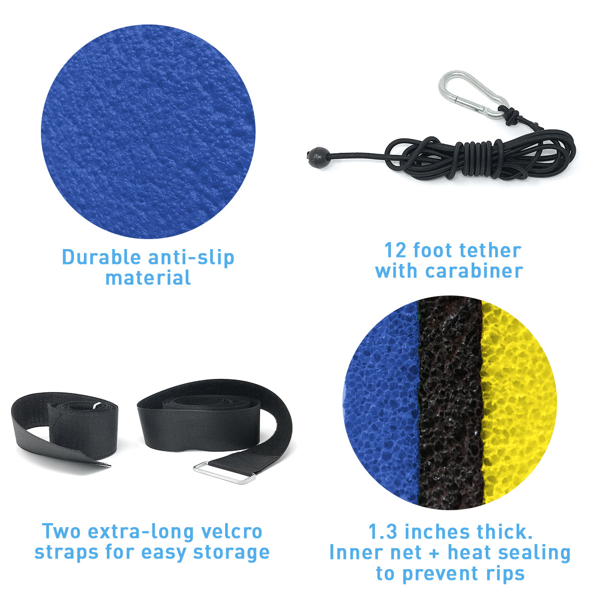 Floating Island For Lakes or Pools - 18 X 6 FEET (BLUE/BLACK /YELLOW)