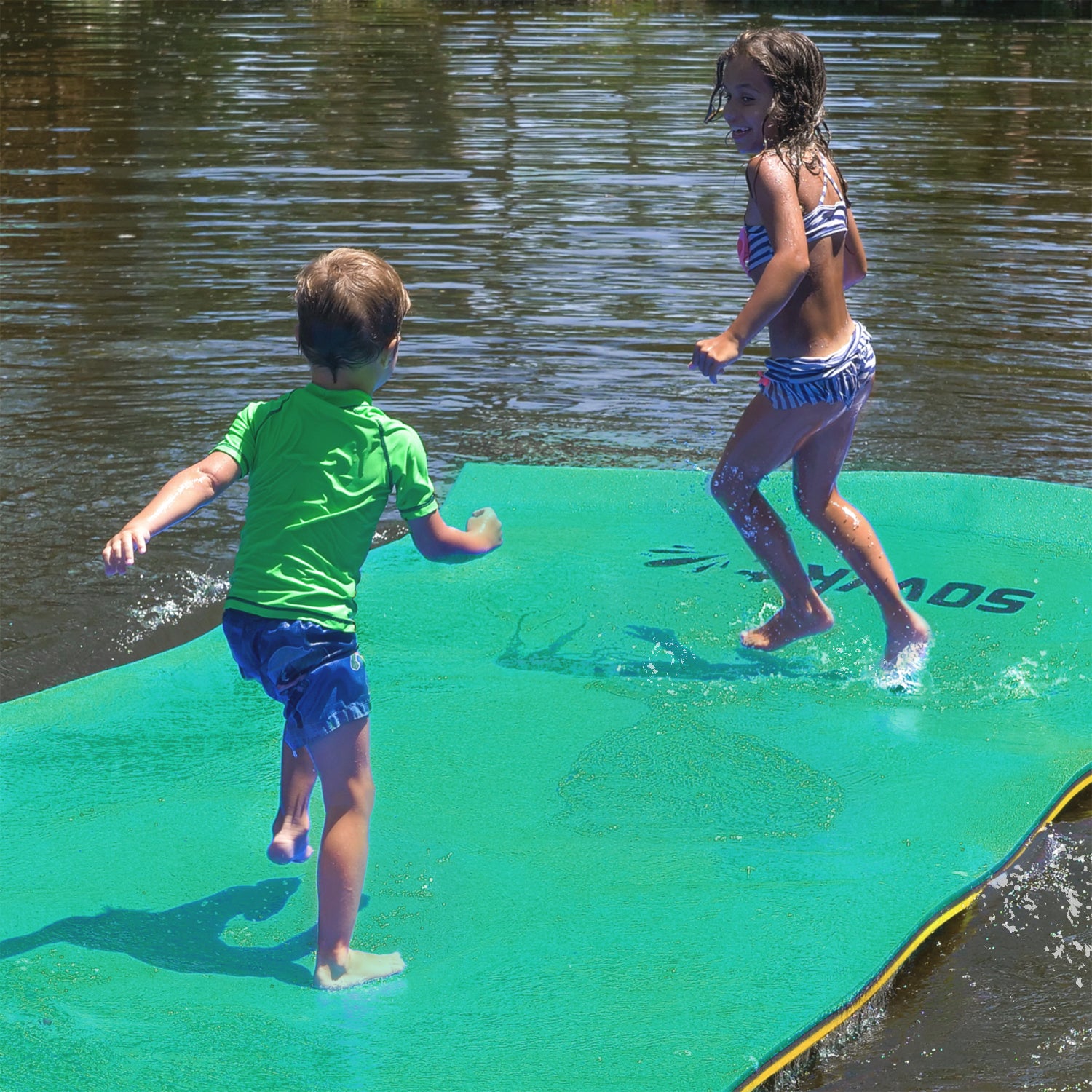 Floating Island For Lakes or Pools - 9 X 6 FEET (GREEN/YELLOW)