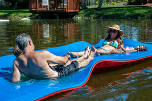 Floating Island For Lakes or Pools - 18 X 6 FEET  (BLUE/BLACK/RED)