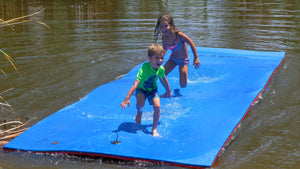 Floating Island For Lakes or Pools - 18 X 6 FEET  (BLUE/BLACK/RED)