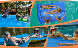 Floating Island For Lakes or Pools - 12 X 6 FEET (BLUE/YELLOW)