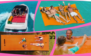 Floating Island For Lakes or Pools - 12 X 6 FEET (ORANGE/GREEN)