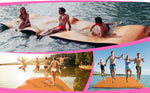 Load image into Gallery viewer, Floating Island For Lakes or Pools - 18 X 6 FEET (ORANGE / BLACK / GREEN)
