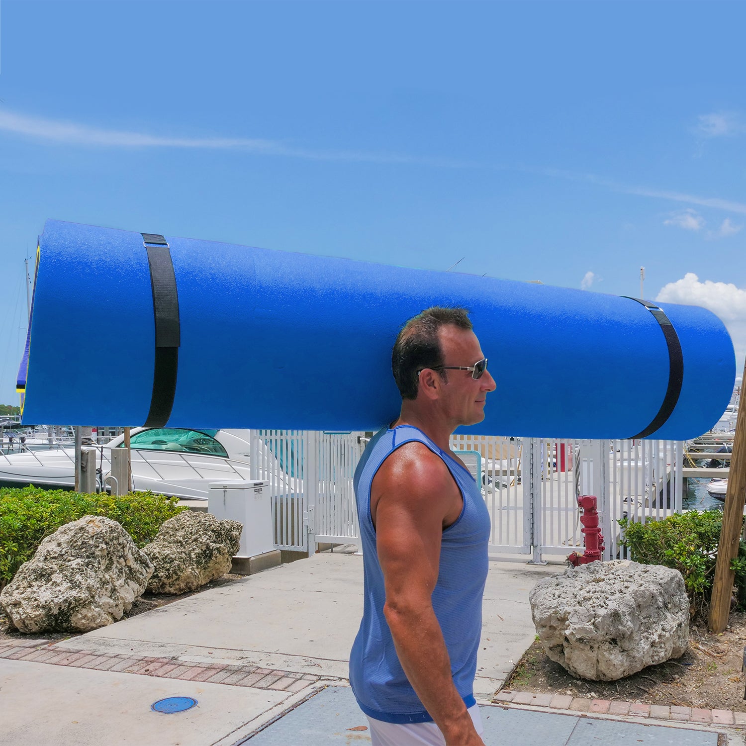Floating Island For Lakes or Pools - 12 X 6 FEET (BLUE/YELLOW)