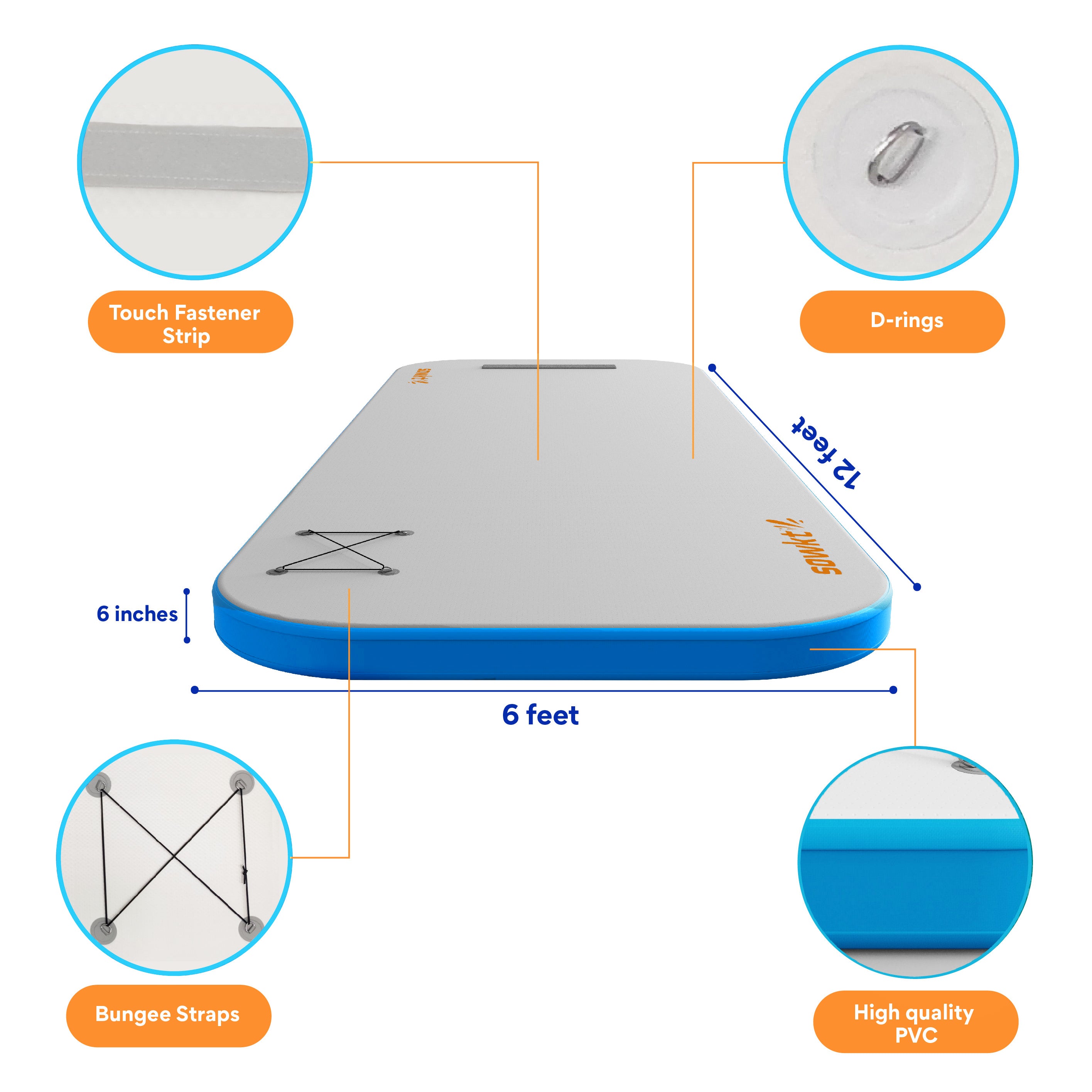 Inflatable Floating Dock 12 x 6 ft